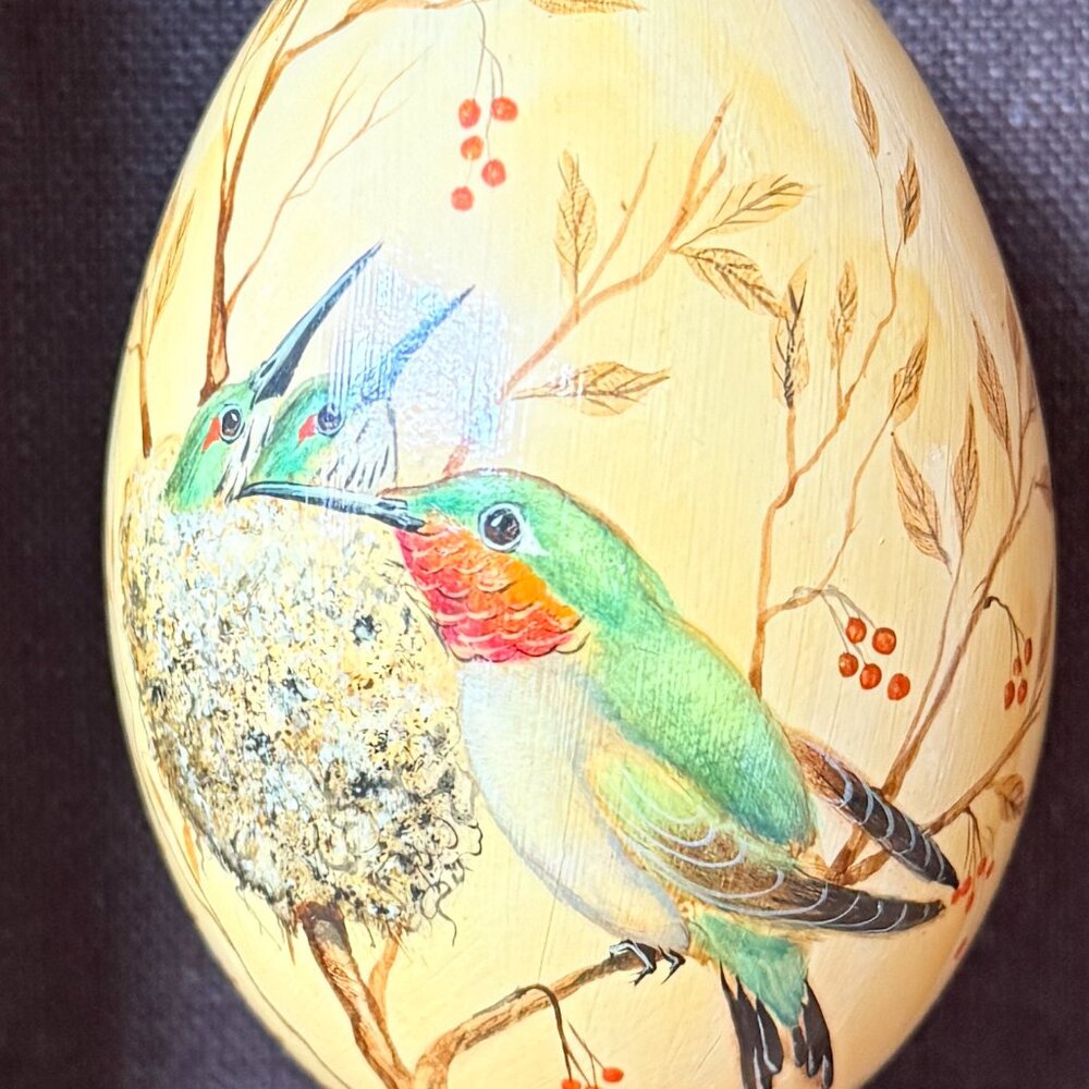 OOAK 1970's Hand Painted Goose Egg Framed - Picture 17 of 17